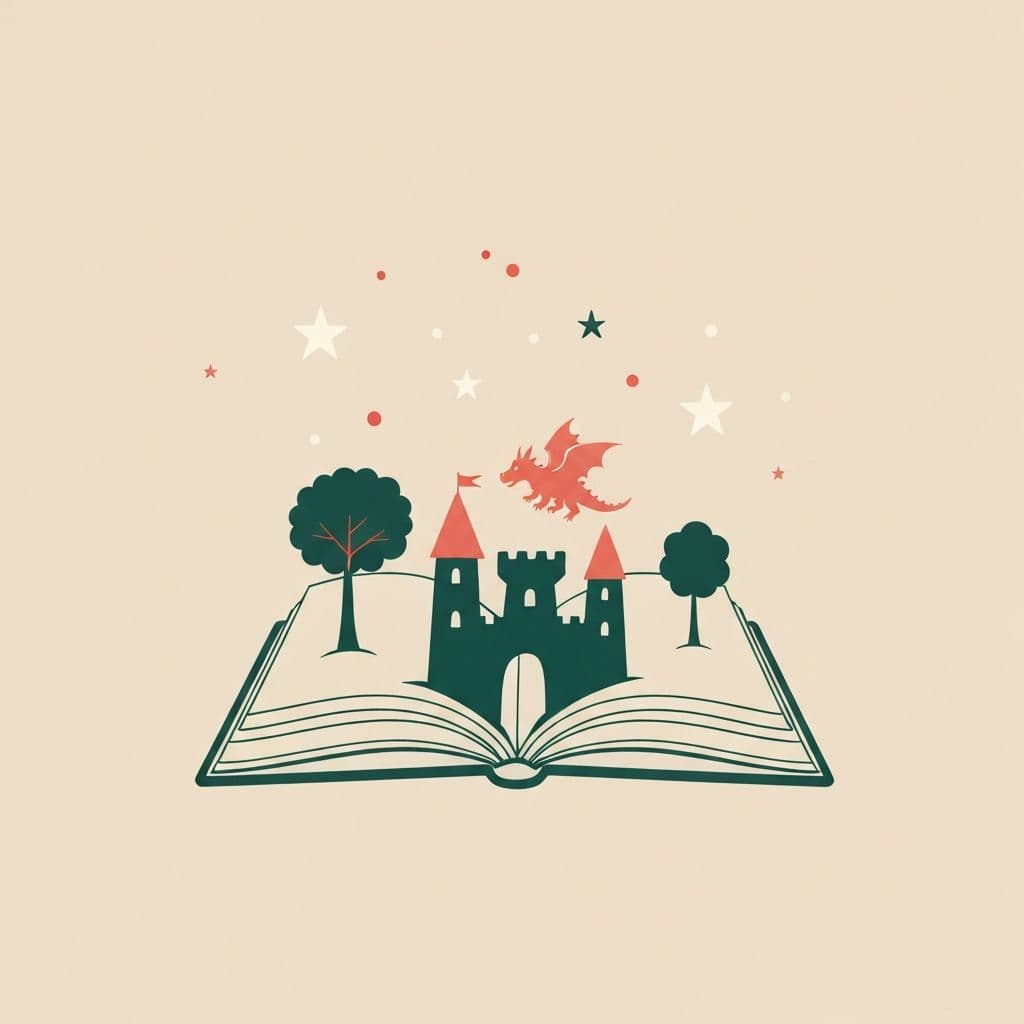 Иллюстрация: сказочная открытая книга